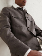 Mr P. - Wool, Silk and Linen-Blend Overshirt - Brown