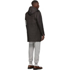 Thom Browne Black Down 4-Bar Quilted Hooded Coat