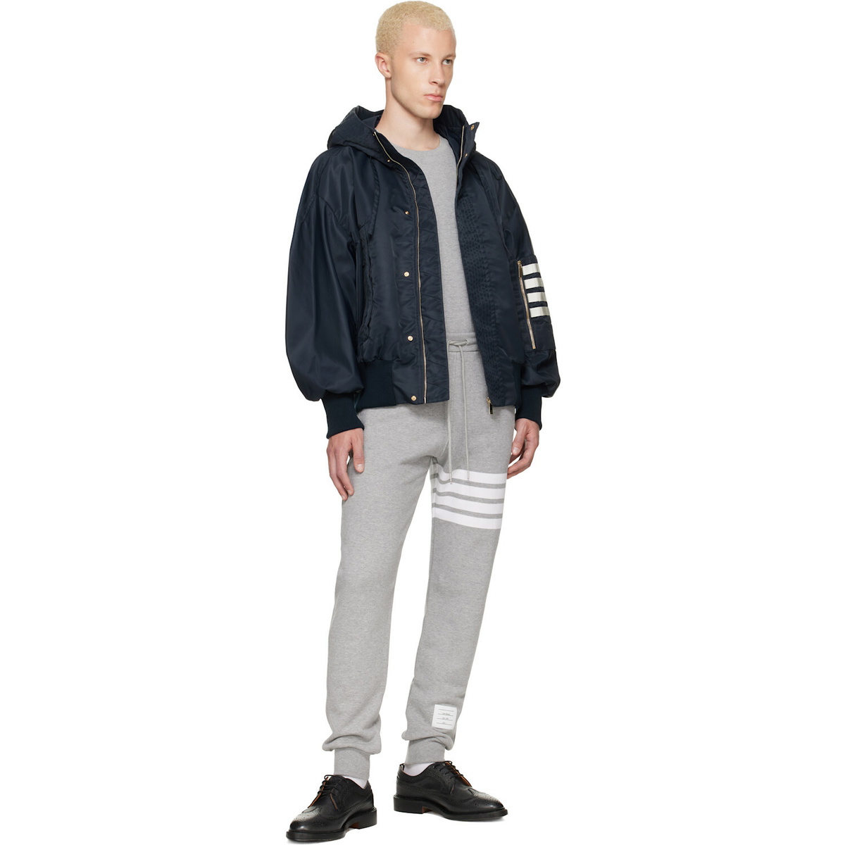 Thom Browne Navy Tech Twill Blouson Jacket