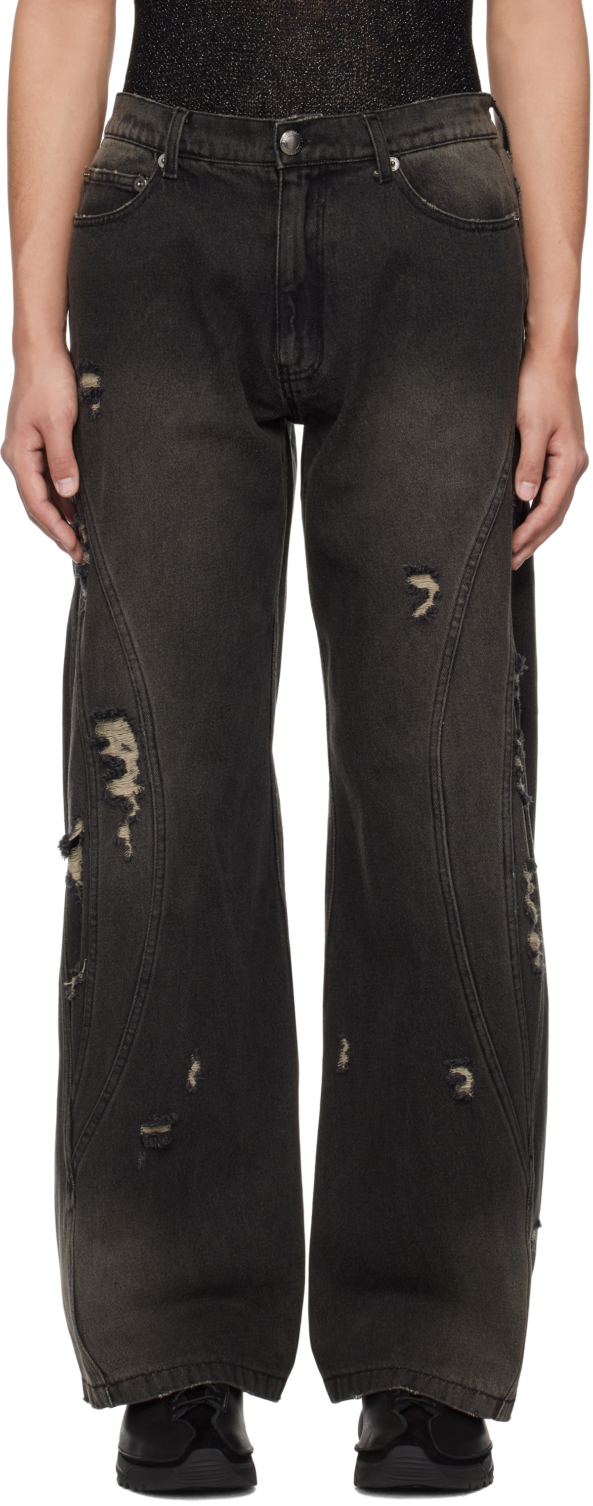 lesugiatelier Black Damaged Jeans