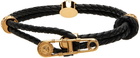 Versace Black Braided Safety Pin Bracelet