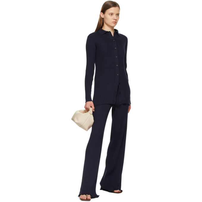 The Row Navy Silk Carmine Trousers The Row