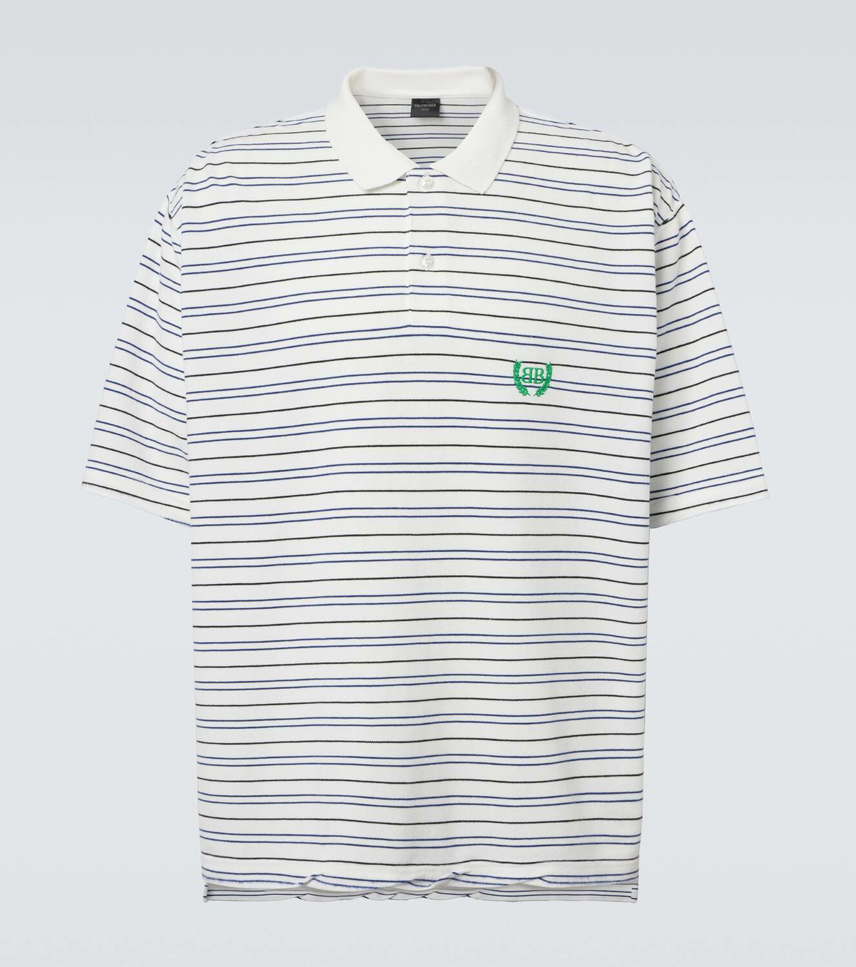 Balenciaga BB Laurel striped cotton piqué polo shirt