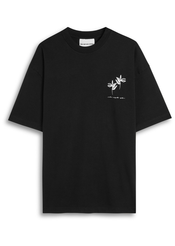 Photo: Mki Miyuki Zoku Ink Flower Cotton T-shirt Black