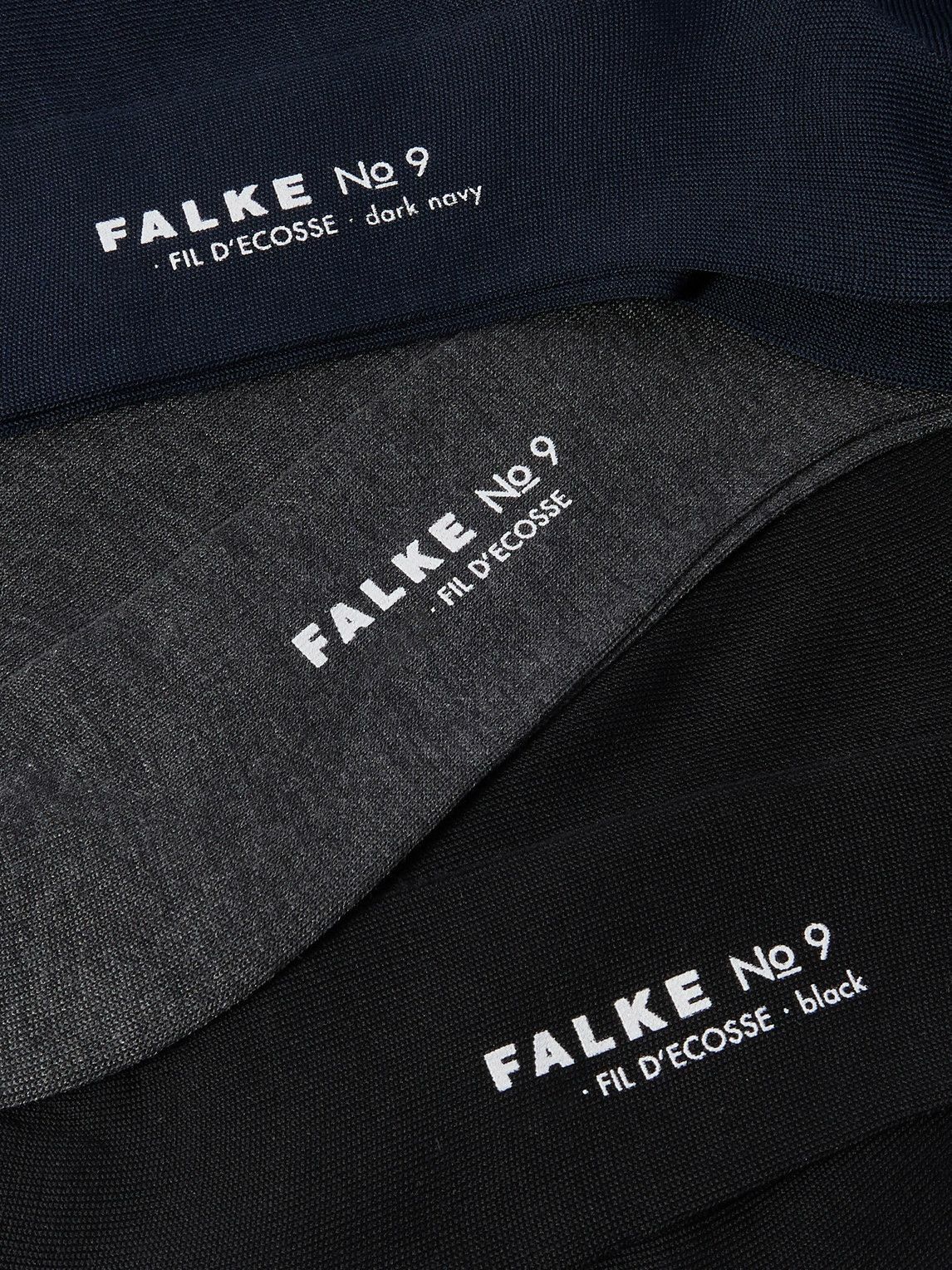Falke - No. 9 Pure Fil d´Écosse Three-Pack Cotton-Blend Socks - Black