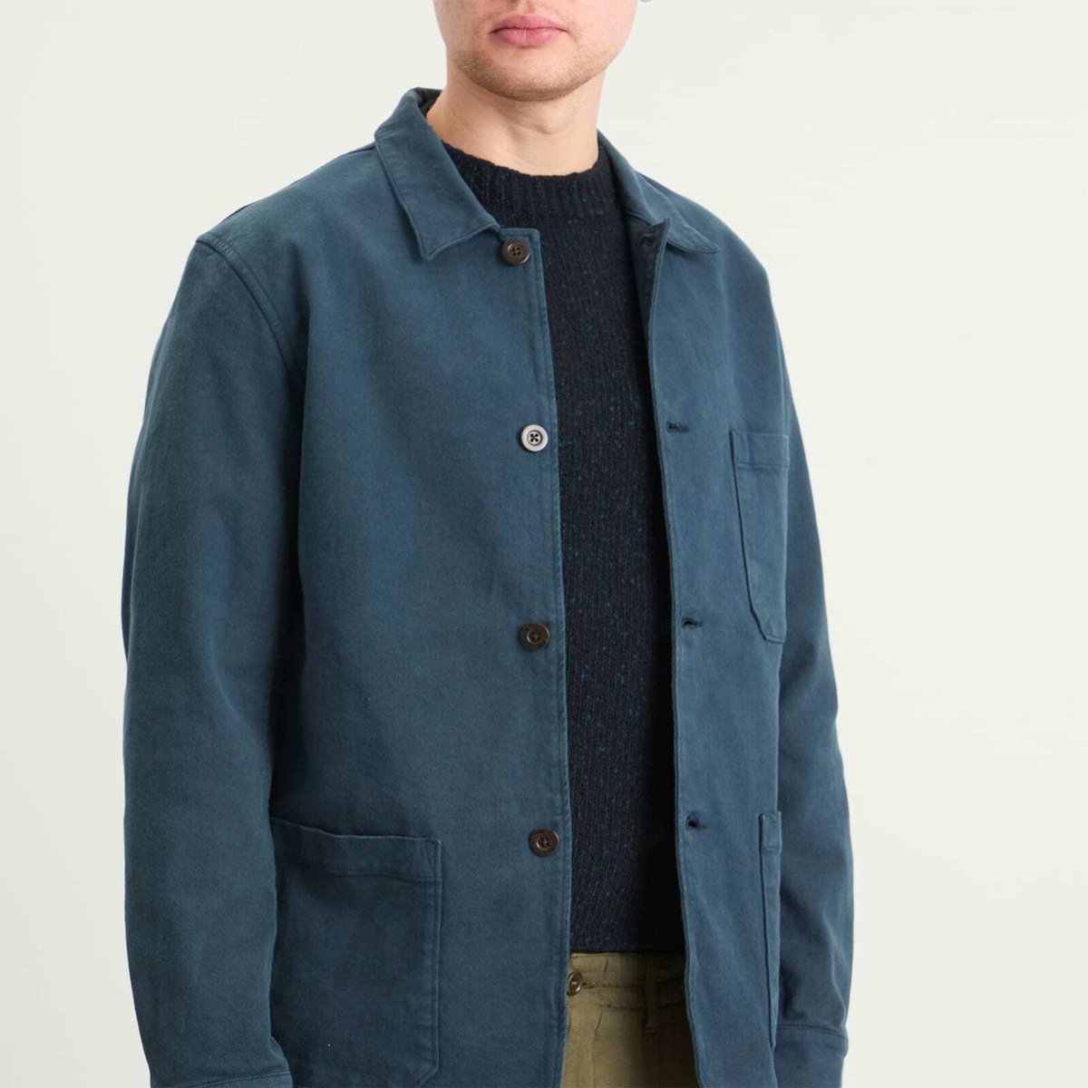 Portuguese Flannel Men's Labura Chore Jacket in Navy