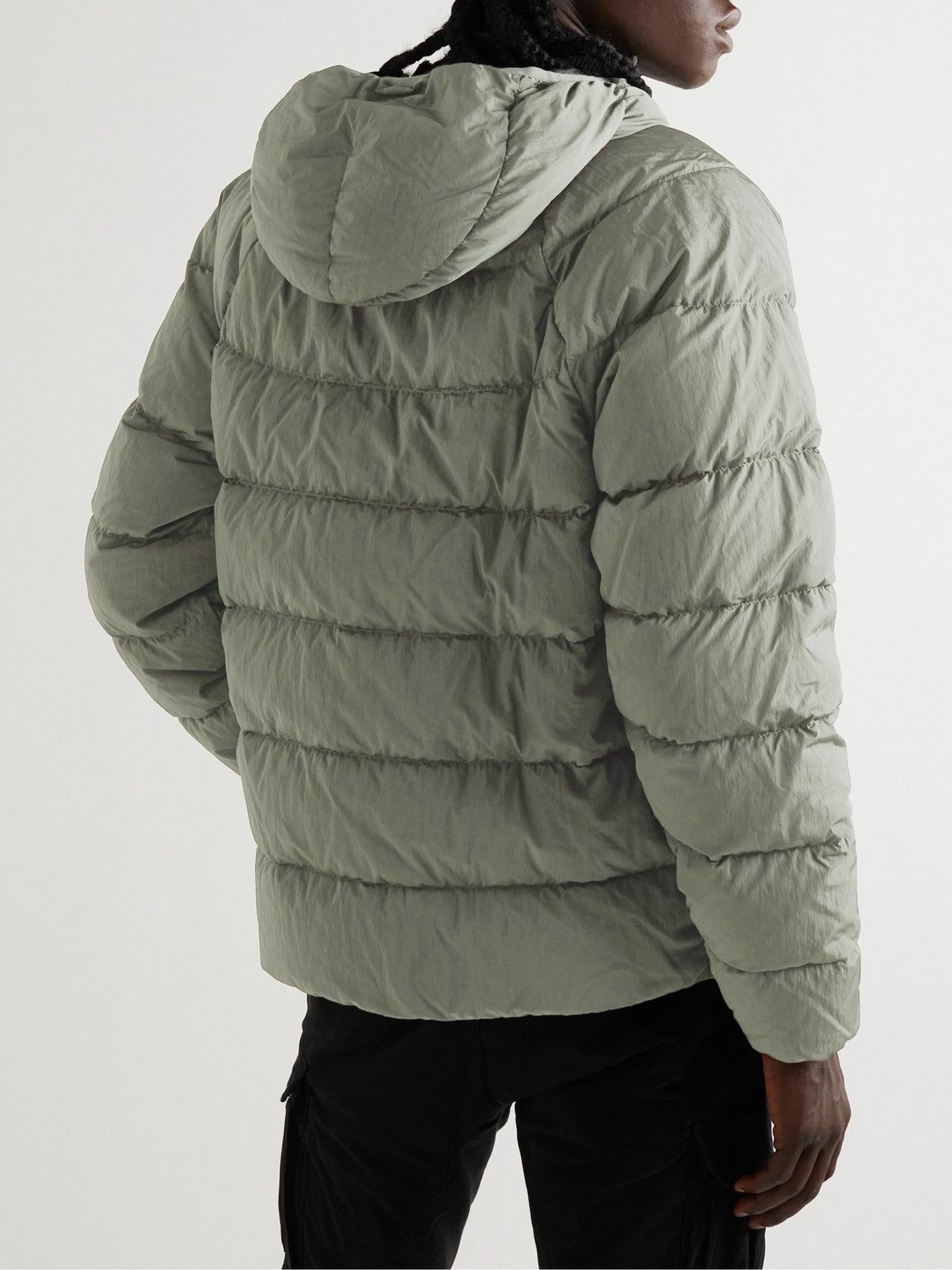 Quilted ECONYL Hooded Down Jacket with Goggles