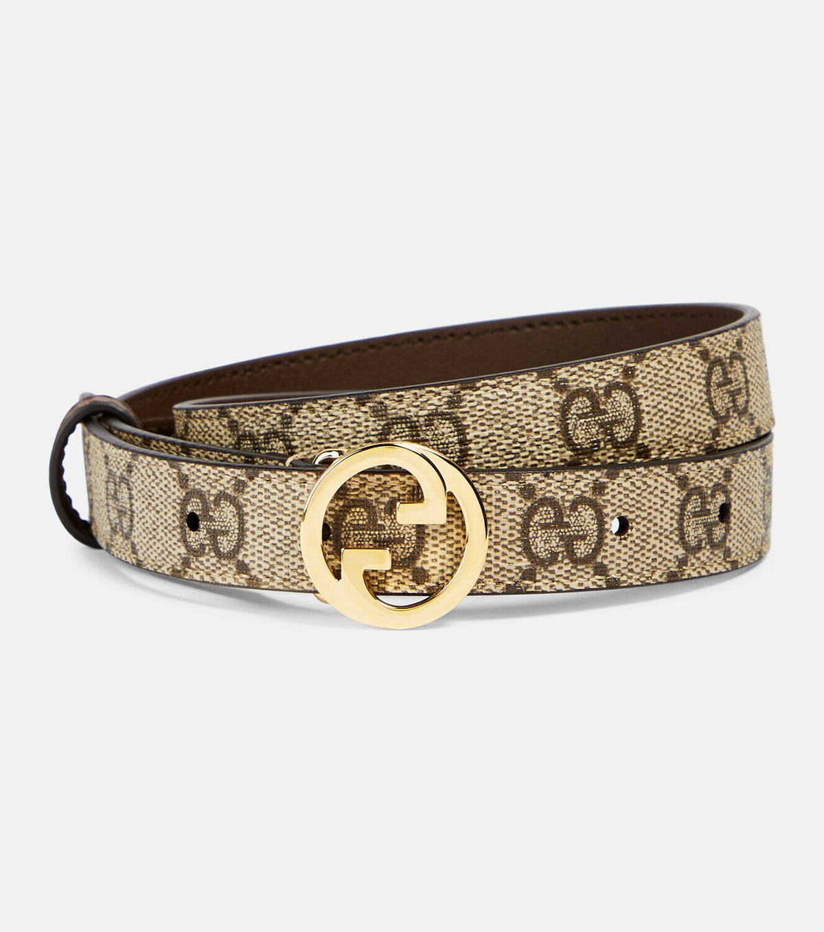 Gucci Interlocking G GG Canvas Leather Belt Gucci BeigeSilver GG Canvas and Leather Interlocking G  main image 4