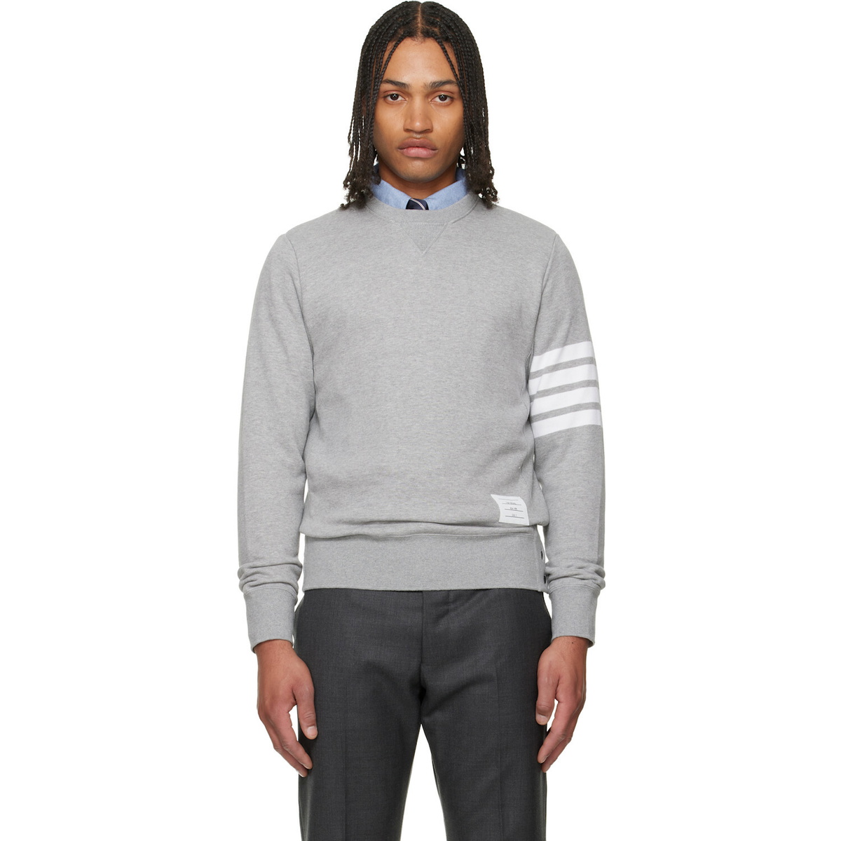 Thom Browne Gray Classic Loopback 4-Bar Sweatshirt