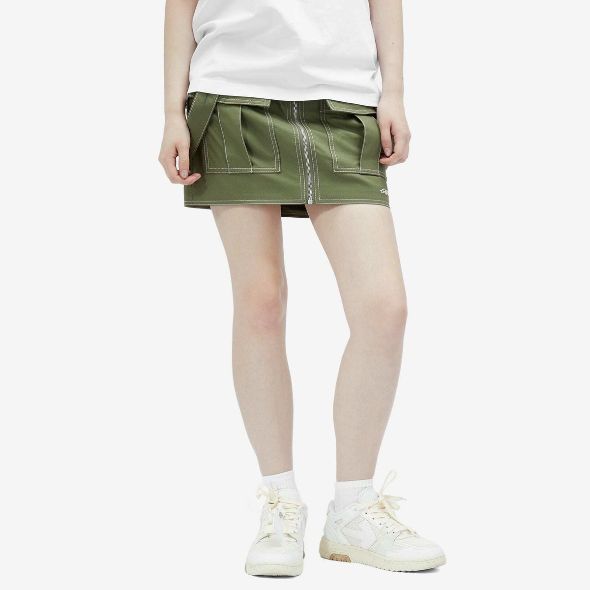 Off-White Women's Co Straps Cargo Mini Skirt in Green Off-White