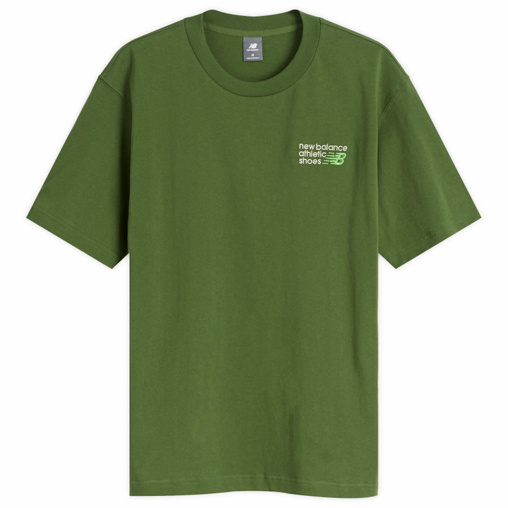 Photo: New Balance Men's Athletics Premium Logo T-Shirt in Dark Alpine Green