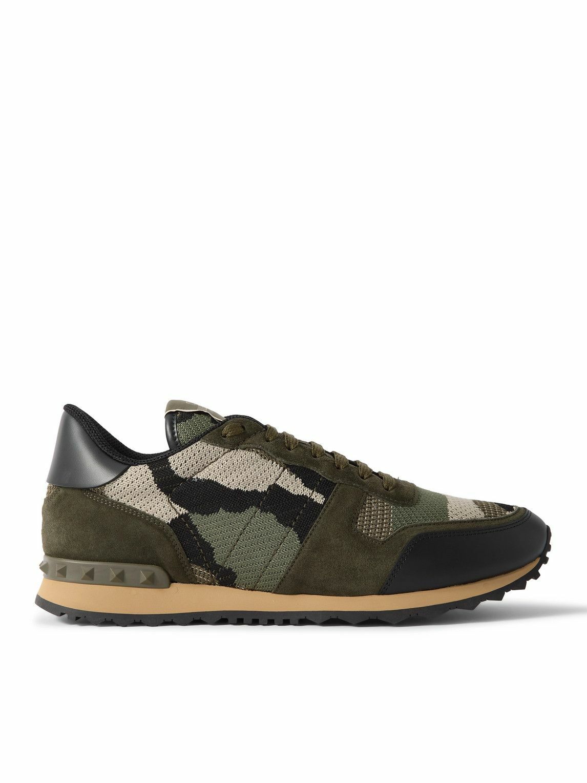 valentino garavani rockrunner leather sneakers