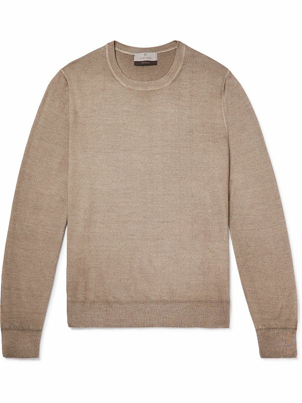 Photo: Canali - Slim-Fit Wool and Silk-Blend Sweater - Neutrals