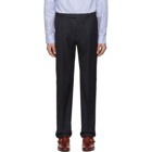 Gucci Navy Wool Jacquard Symbols Trousers