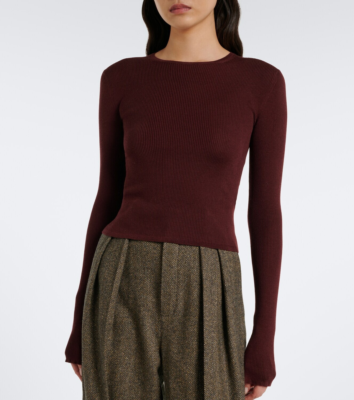Saint Laurent Ribbed-knit wool, cashmere, and silk top