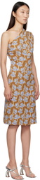 Versace Multicolor Poppies One-Shoulder Midi Dress