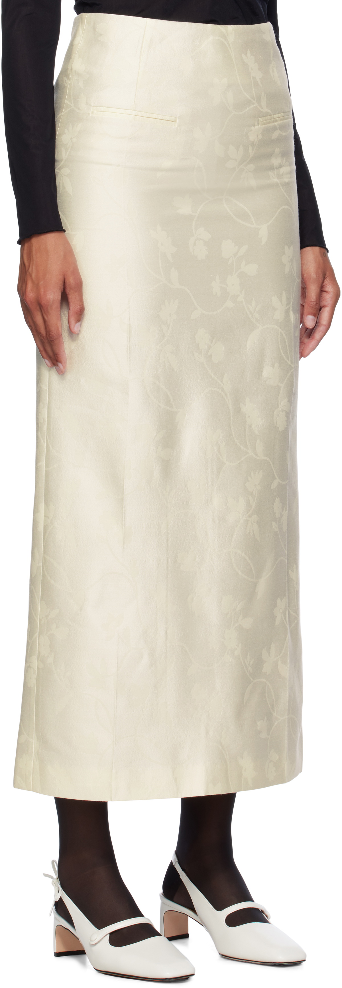 AO Yes Off-White Jacquard Maxi Skirt