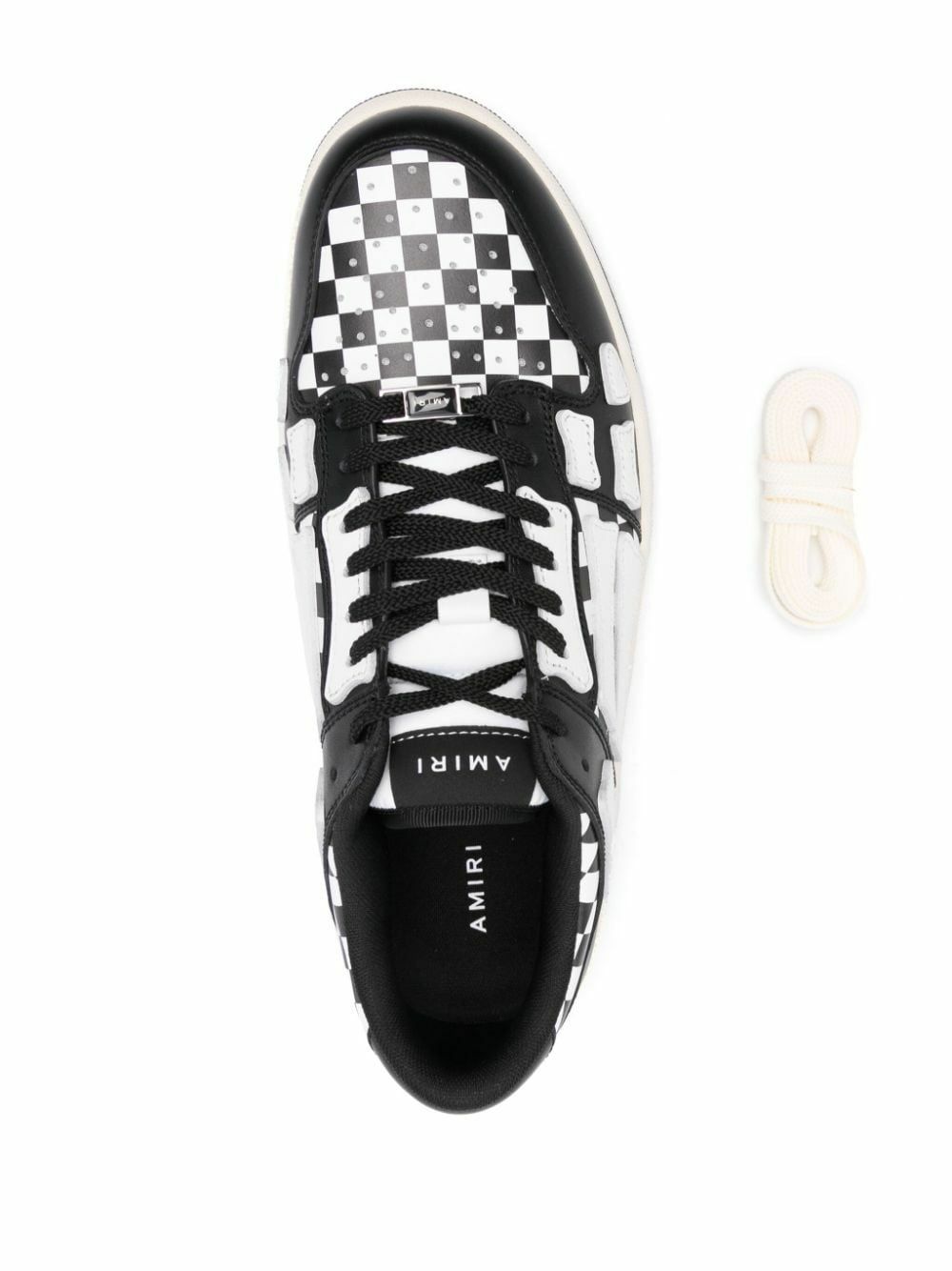 AMIRI Black And White Skel Top Low Checkered Leather