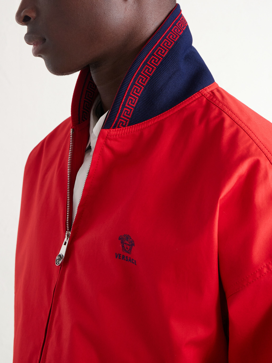 Versace - Logo-Embroidered Cotton Blouson Jacket - Red