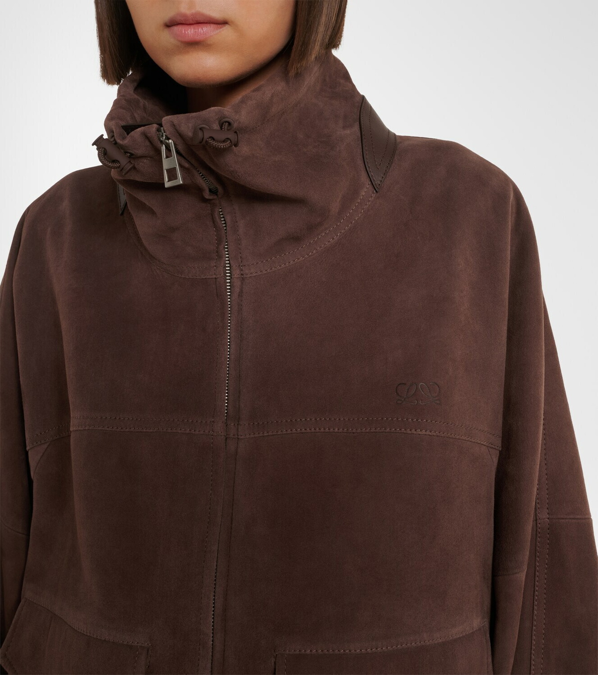Loewe Leather-trimmed suede jacket