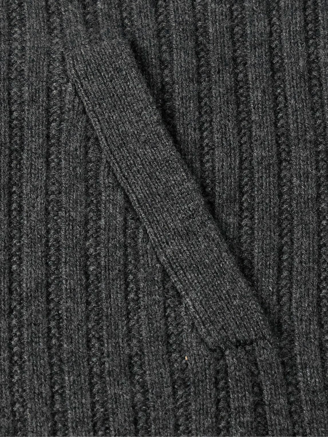 Guest In Residence - Shawl-Collar Ribbed Cashmere Cardigan - Gray