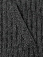 Guest In Residence - Shawl-Collar Ribbed Cashmere Cardigan - Gray