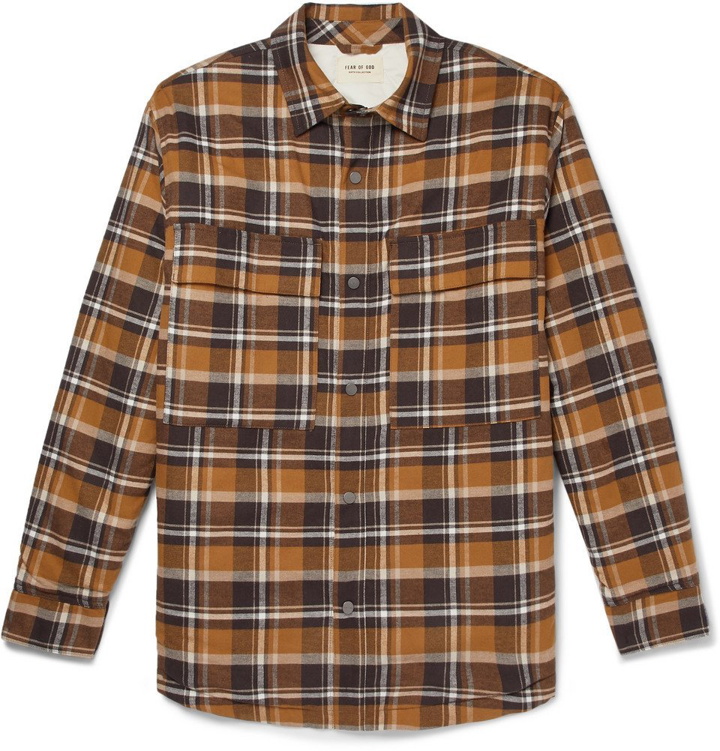 Photo: Fear of God - Checked Cotton-Flannel Overshirt - Brown