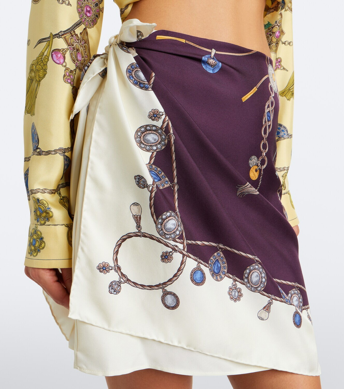 Versace Printed sill twill wrap skirt