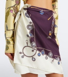 Versace Printed sill twill wrap skirt