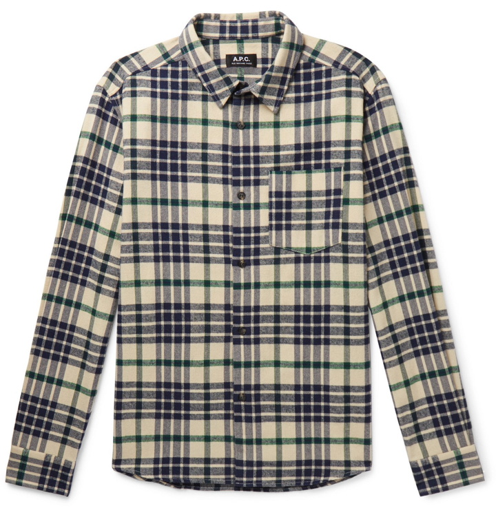 Photo: A.P.C. - John Checked Flannel Shirt - Neutrals