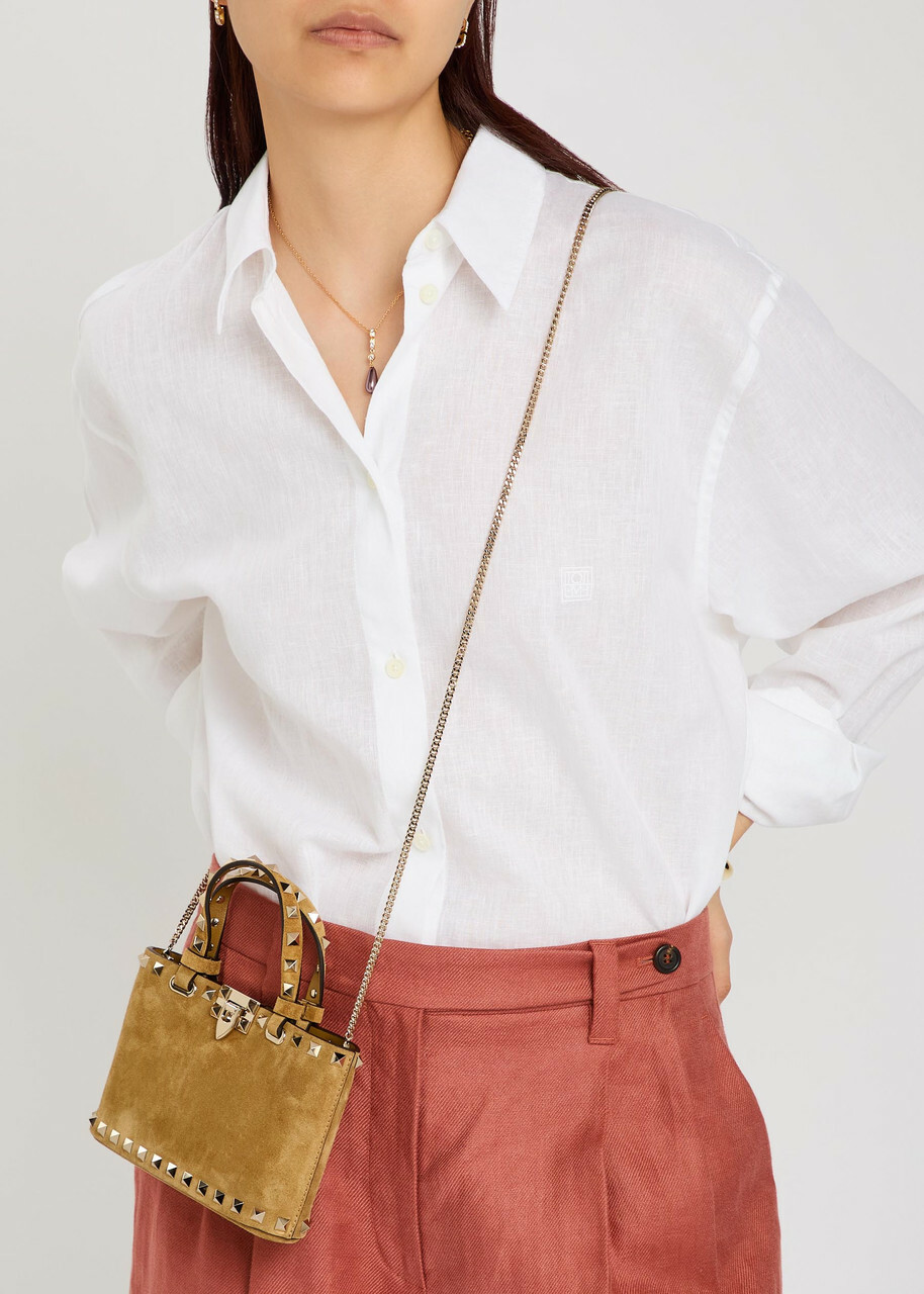 Valentino Rockstud Mini Suede Tote bag - Beige - One Size