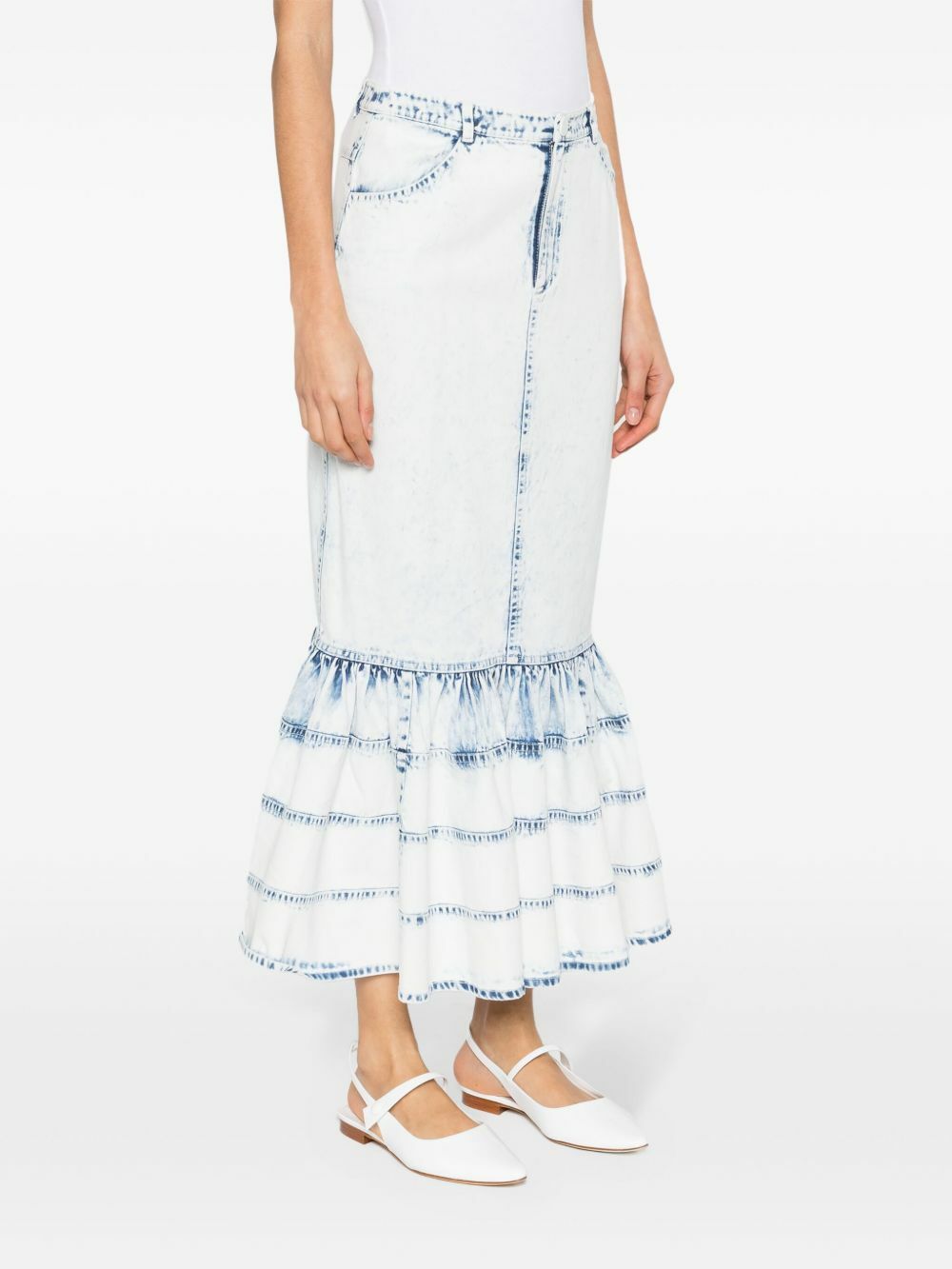 Huishan Zhang Blue Noelani Denim Midi Skirt