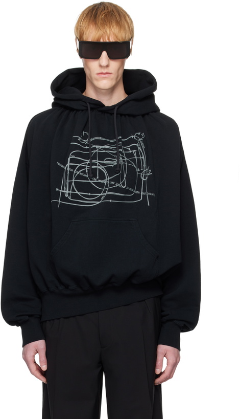 Photo: ALAINPAUL Black Gathered Collar Hoodie