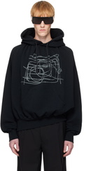 ALAINPAUL Black Gathered Collar Hoodie