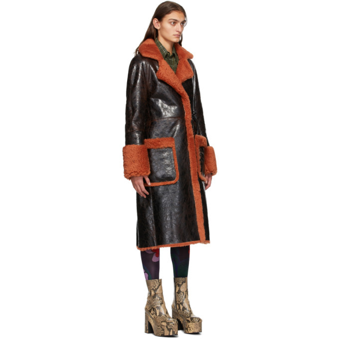 Dries Van Noten Brown Shearling Coat Dries Van Noten