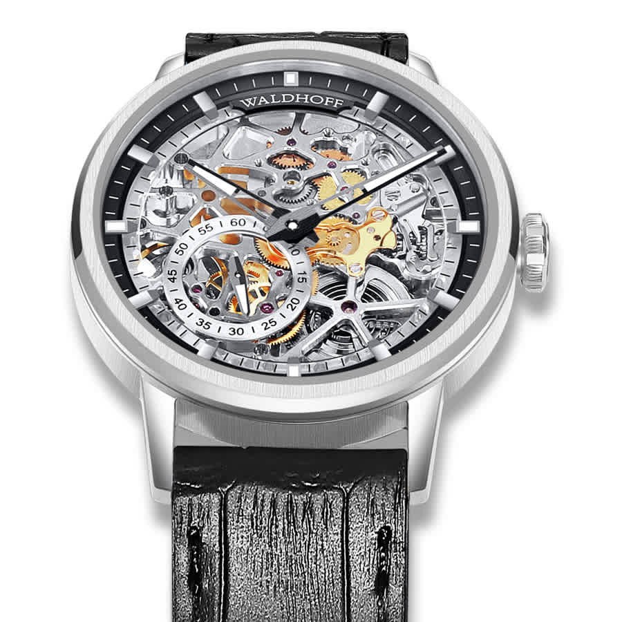 Waldhoff Pioneer Automatic Black Dial Mens Watch Waldhoff Pioneer Carbon Silver