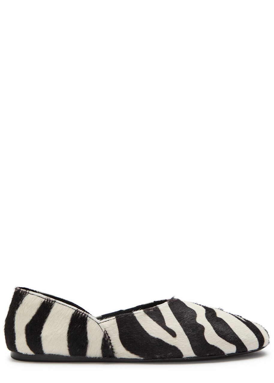 Khaite Jane Zebra-print Calf Hair Ballet Flats Black And White