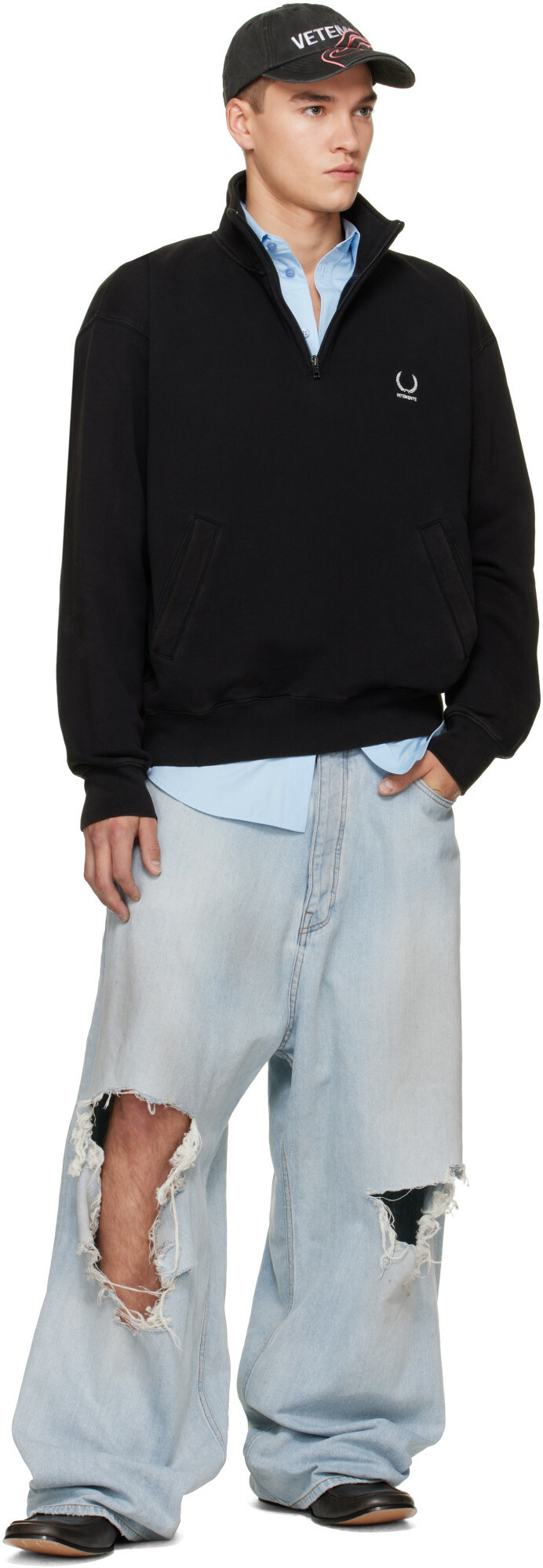 VETEMENTS Black Quarter-Zip Sweatshirt