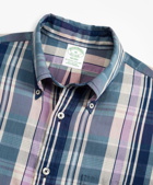 Brooks Brothers Men's Milano Slim-Fit Sport Shirt, Indigo Multi-Plaid