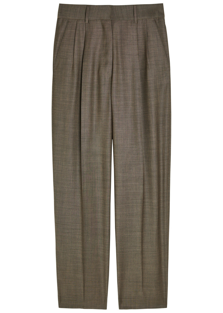Blaze Milano Fox Pleated Straight-leg Wool-blend Trousers Brown