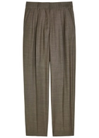 Blaze Milano Fox Pleated Straight-leg Wool-blend Trousers Brown