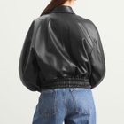 Jil Sander Women's Leather Bomber Jacket in Black