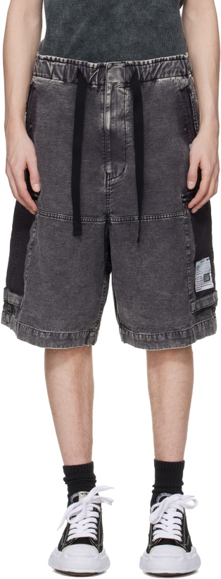 Photo: Maison MIHARA YASUHIRO Black Cotton Satin Cargo Shorts