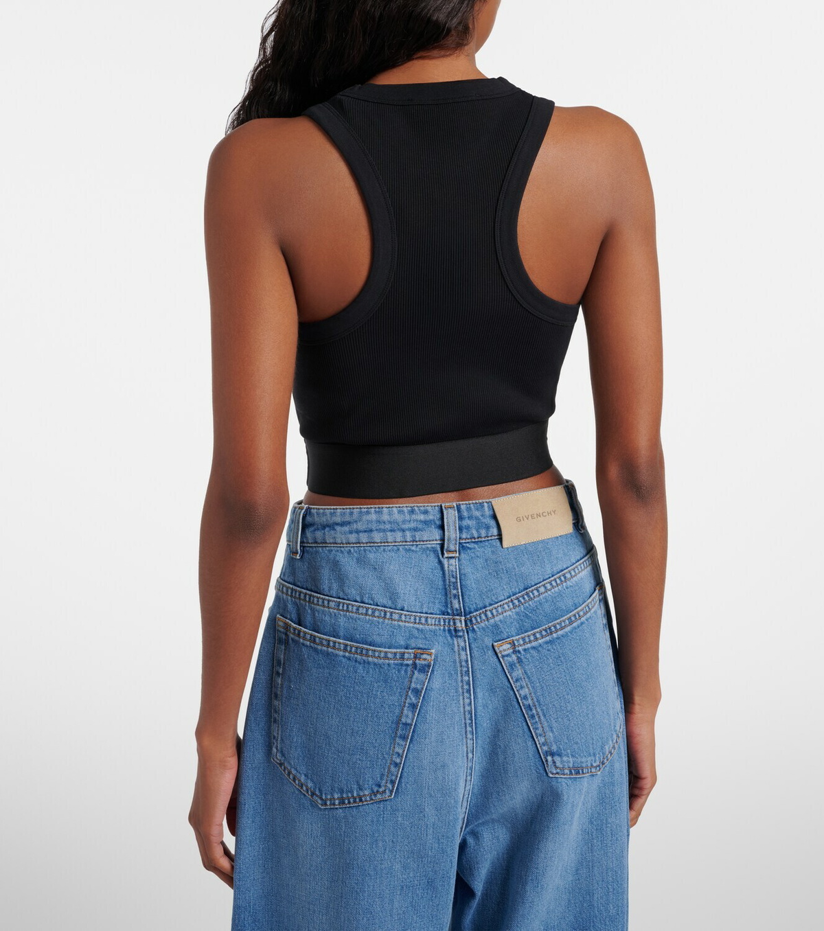 Givenchy Logo ribbed-knit cropped cotton tank top