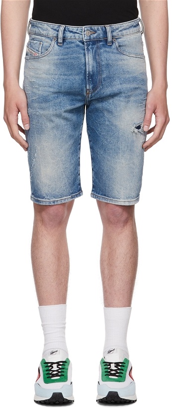 Photo: Diesel Blue Cotton Slim Shorts