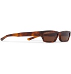 Balenciaga - Rectangle-Frame Logo-Print Tortoiseshell Acetate Sunglasses - Brown