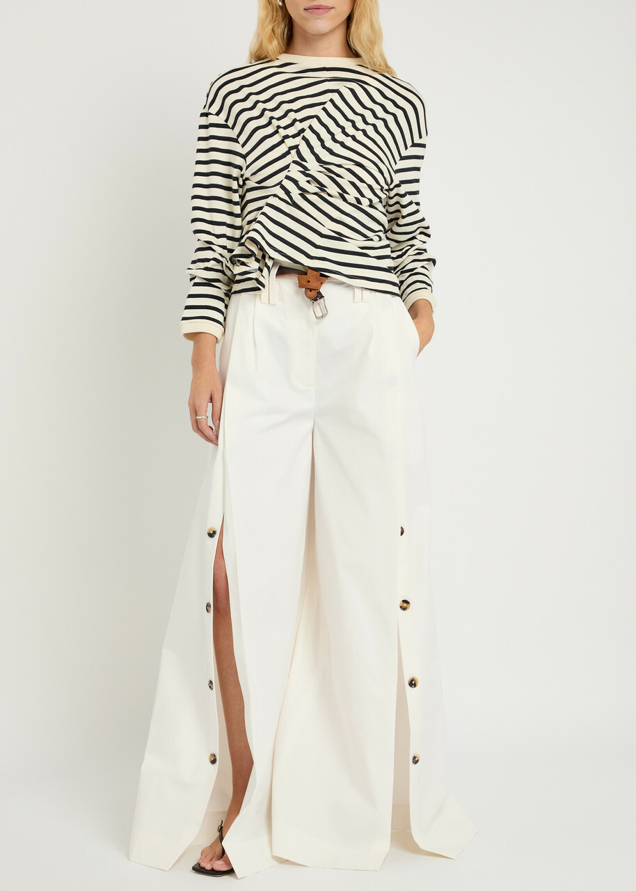 A.W.A.K.E Mode Split Cotton-poplin Trousers White