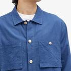 Folk Men's Patch Overshirt in Blue Crinkle