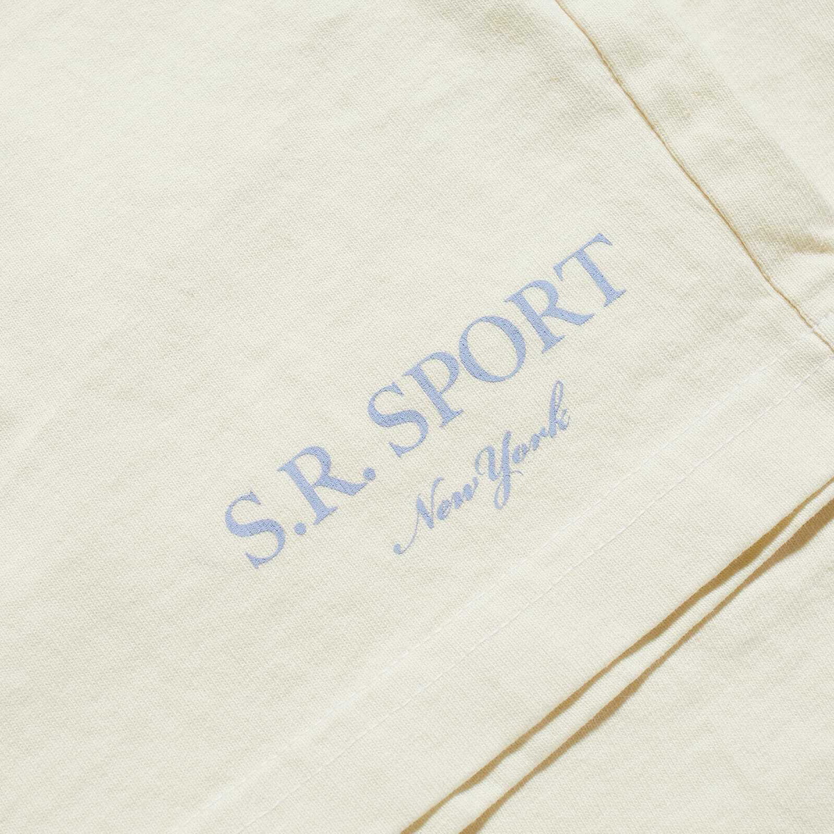 Sporty & Rich Wimbledon Gym Shorts in Milk/Washed Hydrangea