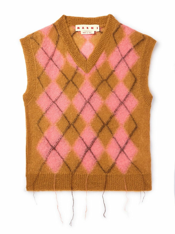Photo: Marni - Fringed Argyle Mohair-Blend Sweater Vest - Multi